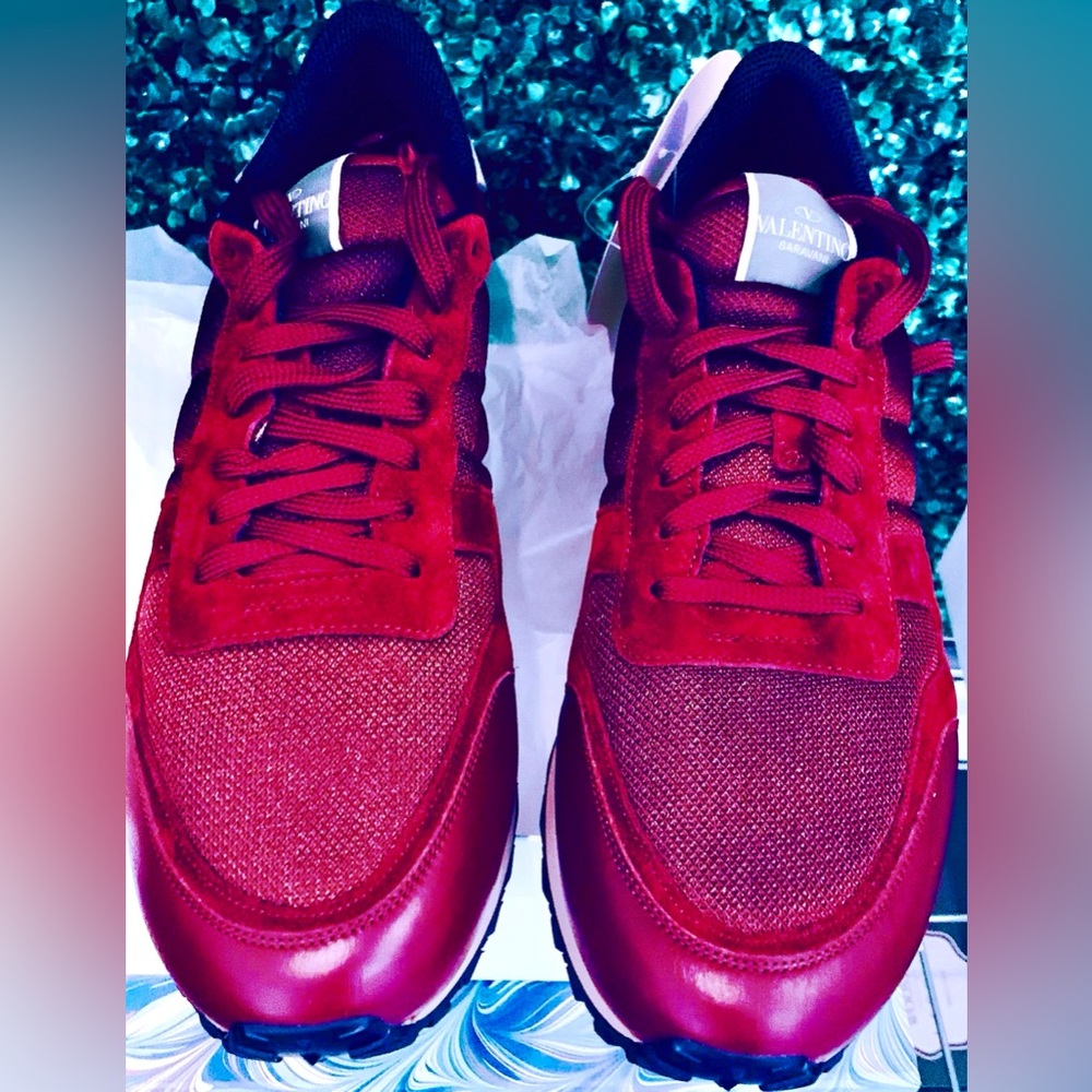 New Valentino Garavani Combo Wine Rockrunner Sneakers, Men’s Size 46 (13)